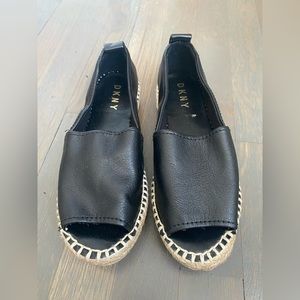 DKNY black open toe Espadrilles